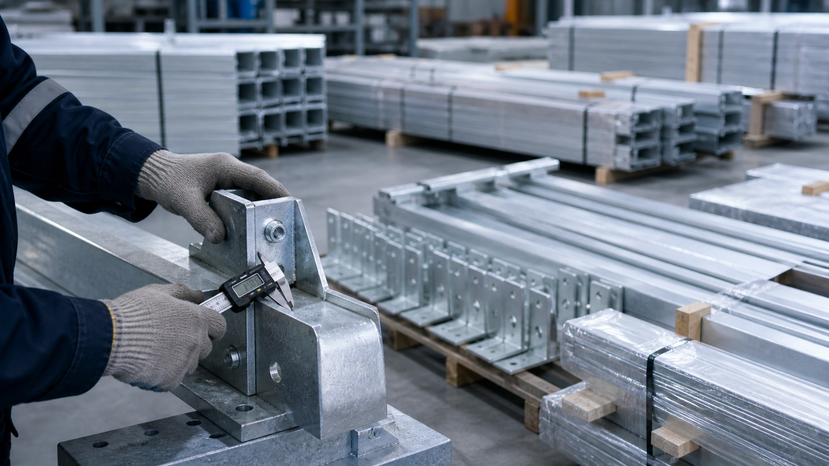 About Quality inspection of a galvanized steel mounting connection before grouped packing and delivery