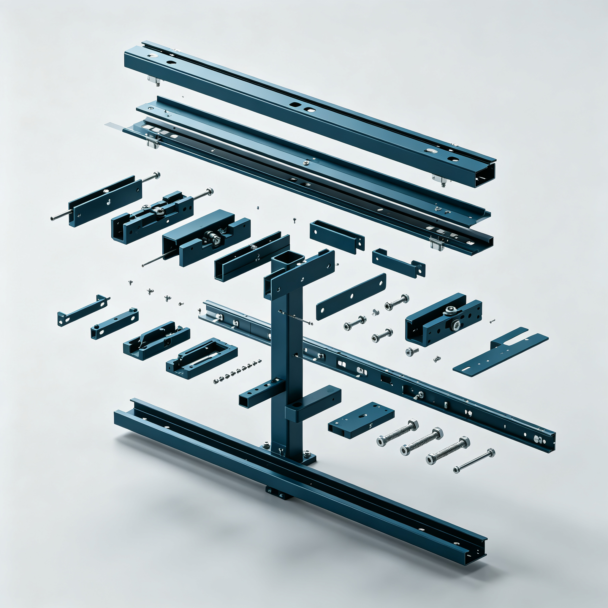 Home Exploded engineering view of solar mounting components