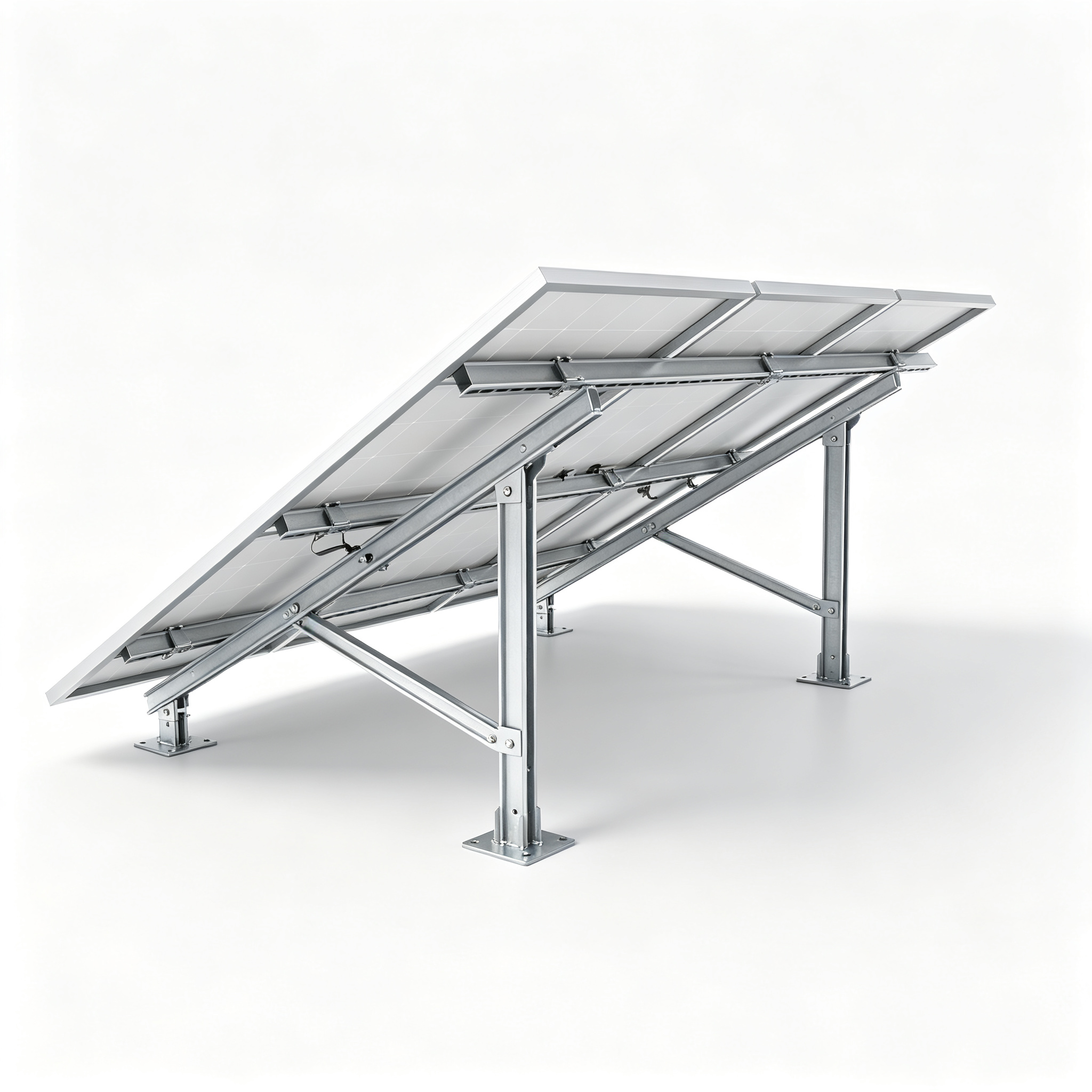 Home Ground-mounted photovoltaic structure across an open site